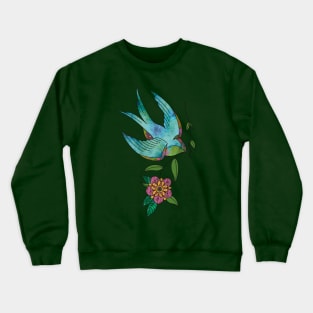 bird with flower Crewneck Sweatshirt